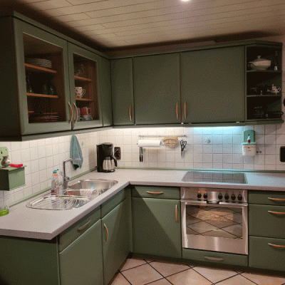 Kchenfrontenfolierunggrn Arbeitsplattenfolierungbeton Nachher